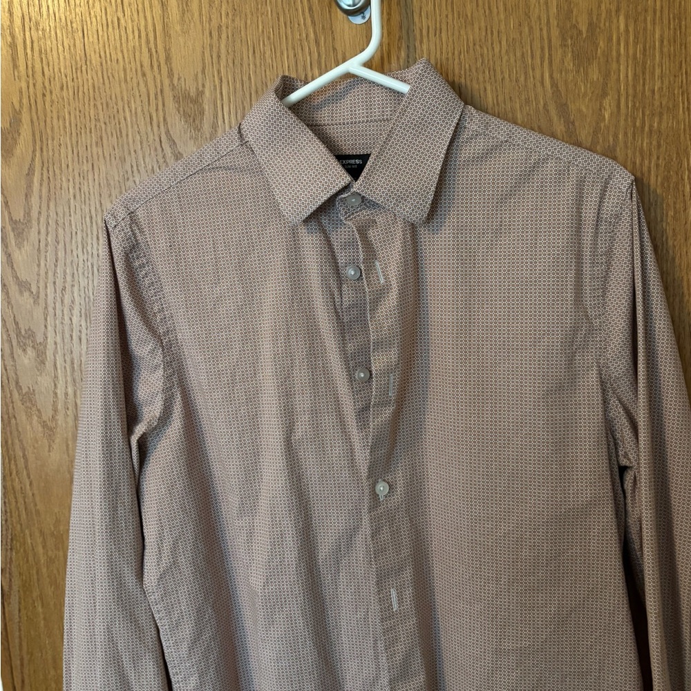 Express Men's Taupe Button-Down Shirt
